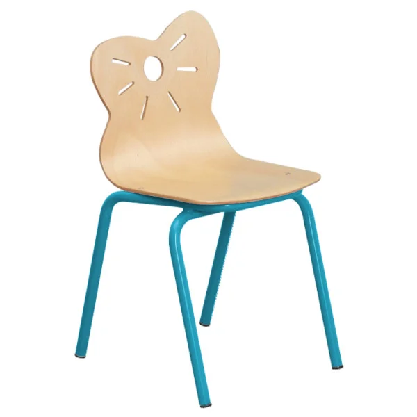 Chaise en bois pour enfant avec piètement métal
